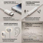 Auriculares Intrauditivos Tipo C con Micrófono